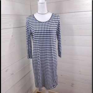 MICHAEL Michael Kors Navy & White Houndstooth Dress M FREE SHIP
